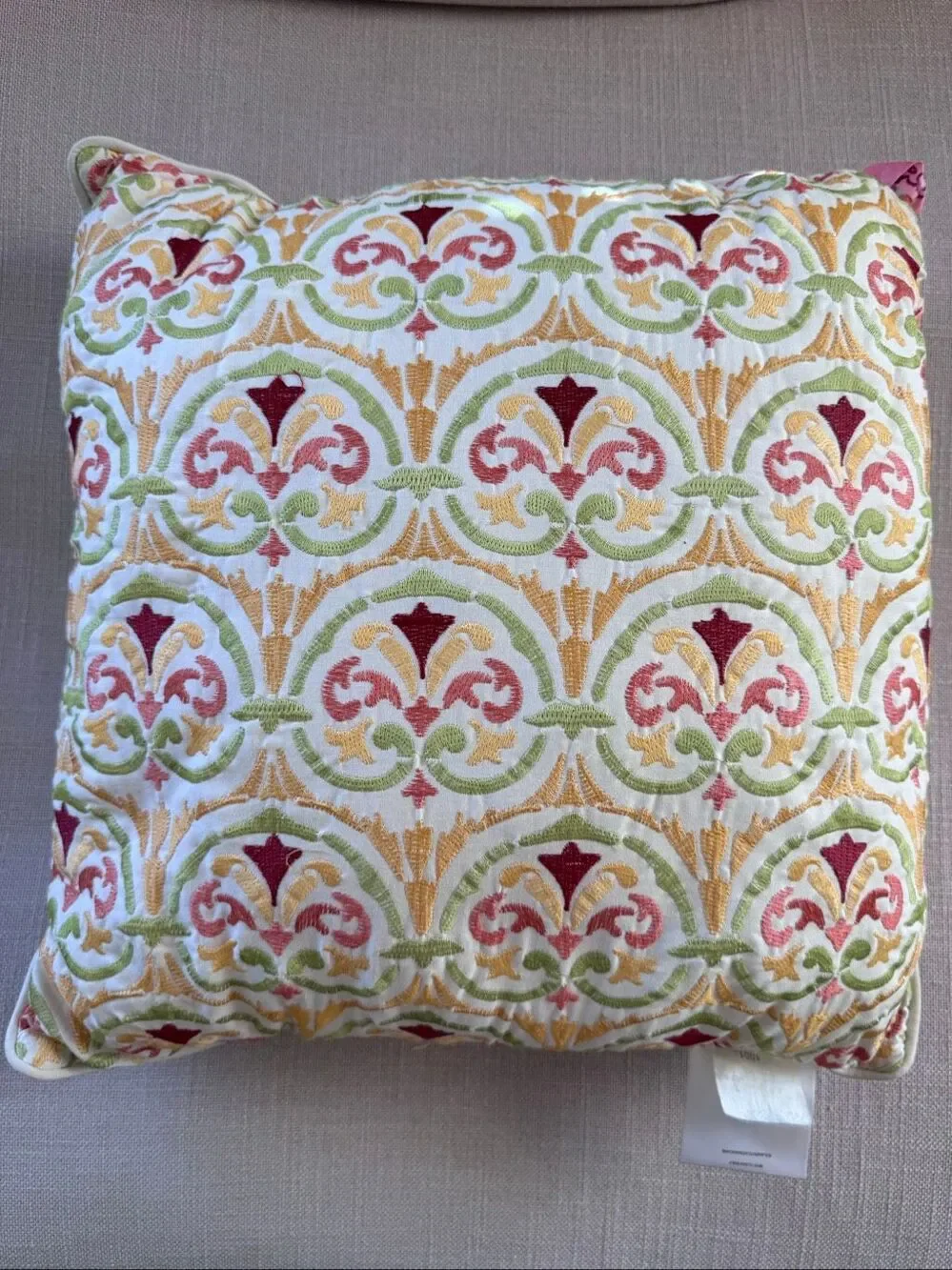 Better Homes & Garden decorative pillow embroidered cream patio decor